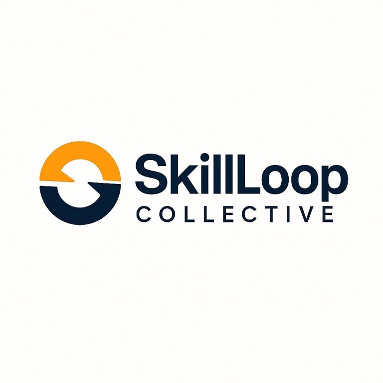 Logo of SkillLoop Collective featuring a circular design with orange and blue colors.